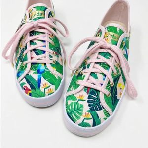 Keds X Sunnylife 6.5 Sneakers Green Tropical Canvas Parrot Bird Lace Up Low Top